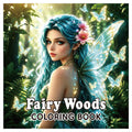 Coloring Books for Adults featuring a colorful fairy with teal hair, translucent wings, flowers and glowing butterflies on the cover.