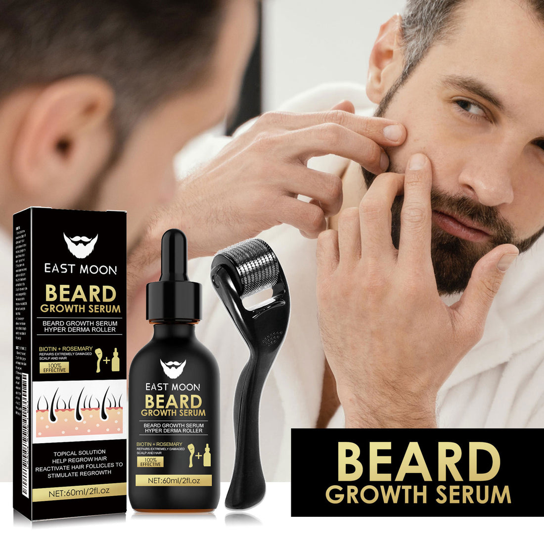Beard Care Essence Set with Facial Roller