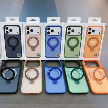 Magnetic iPhone Case with Stand Skin-Like Contrast Color