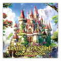 Coloring Books for Adults featuring a colorful fantasy castle with red spires, green foliage, and bold lettering on the cover.