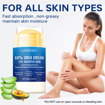 Lanemay 60% Urea + 2% Salicylic Acid Anti-Cracking Repair Cream 40g Deeply Moisturizes Dry and Cracked Hands and Feet