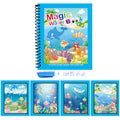 Activity Book with a bright blue cover, black spiral binding, and colorful underwater sea-life illustrations