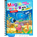 Activity Book with a bright blue paper cover, black spiral binding and colorful cartoon sea animals for water painting