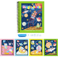 Activity Book with a bright green spiral cover, colourful space illustrations and a blue water pen included