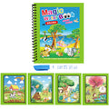 Activity Book with a green spiral-bound cover, colourful animal scenes, and a blue water pen for reusable drawing