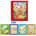 Activity Book featuring a red spiral-bound Magic Water Book cover with a colourful dinosaur jungle scene and four illustrated pages