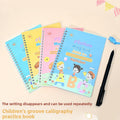 Activity Books are four colorful spiral-bound children’s handwriting practice books with cartoon characters and a black pen