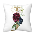Pillowcase in white polyester, featuring a gold English Alphabet letter, geometric lines, and colorful floral print.