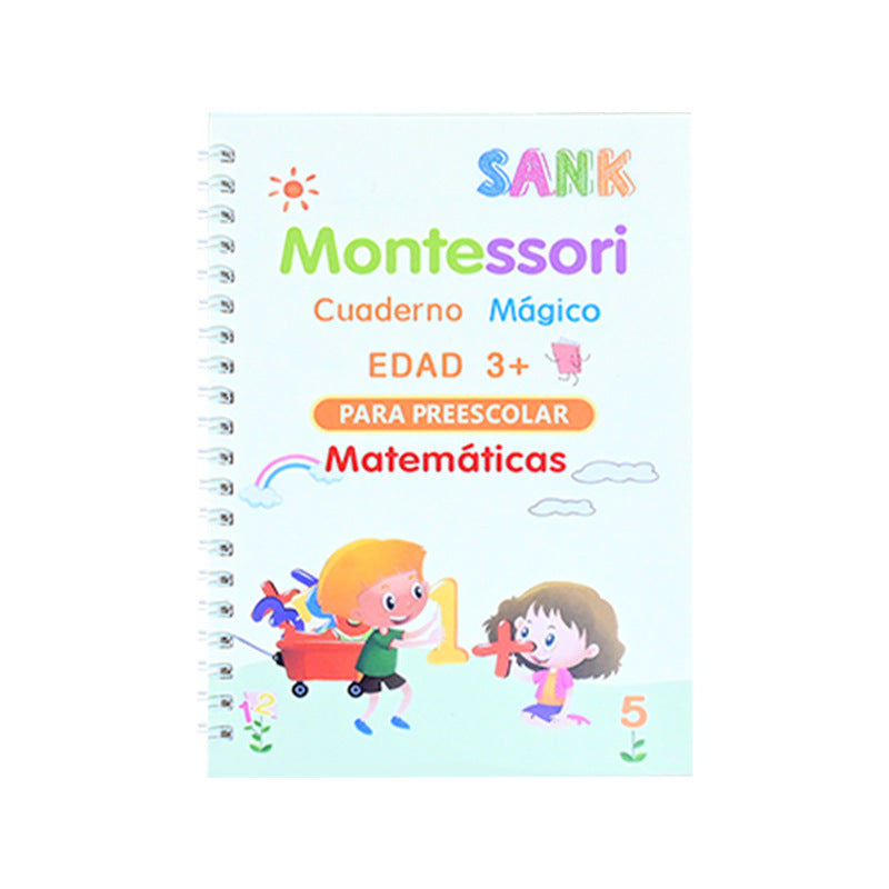 Activity Books spiral-bound preschool math workbook with a pale blue cover, colorful lettering, and children practicing numbers