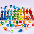 Activity Books wooden magnetic alphabet, number and shape matching board with bright multicolored pieces and fishing rod