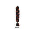 African Box Braids synthetic hair extension in black and auburn, thick woven braid with a loose tassel end