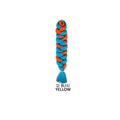African Box Braids synthetic hair extension in bright blue and orange, woven into a thick braid with a loose tassel end.