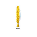 African Box Braids in bright yellow synthetic hair, formed into a thick, tightly woven braid with a loose tapered end