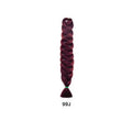 African Box Braids in deep burgundy synthetic hair, formed into one thick, tightly woven braid with a tapered end