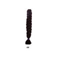 African Box Braids synthetic hair extension in dark brown, formed into a thick, long braid with a tied end