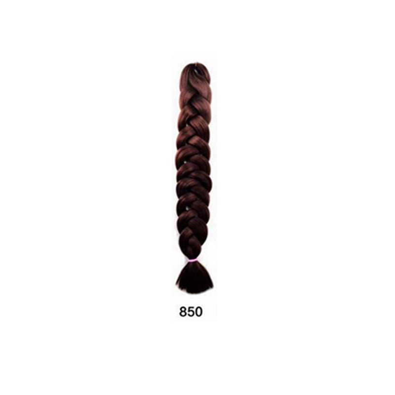 African Box Braids synthetic hair extension in dark burgundy, styled as one thick, glossy braid with a loose tassel end.