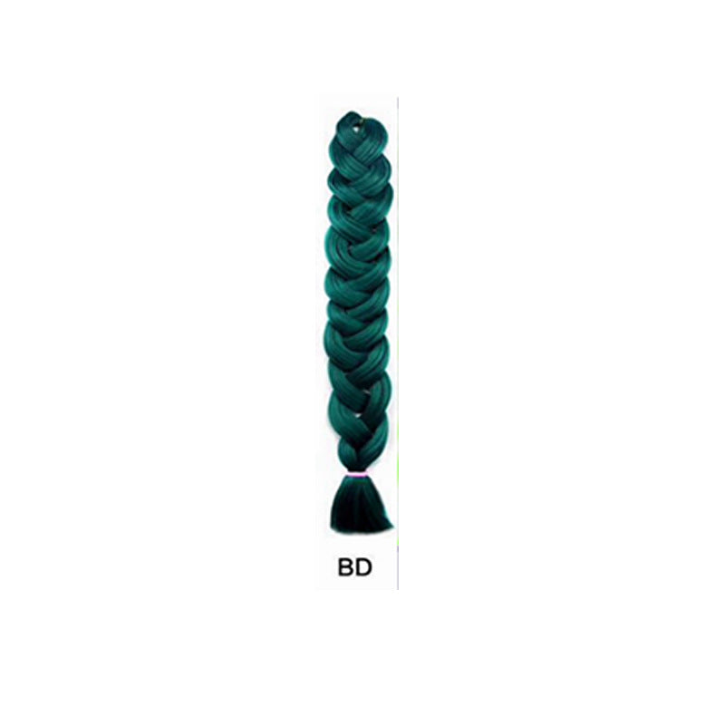 African Box Braids synthetic hair extension in deep teal, styled as a thick, neatly woven braid with a loose end.