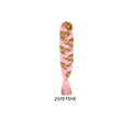African Box Braids synthetic hair extension in alternating pink and olive tones, woven into a thick braid with a tassel end
