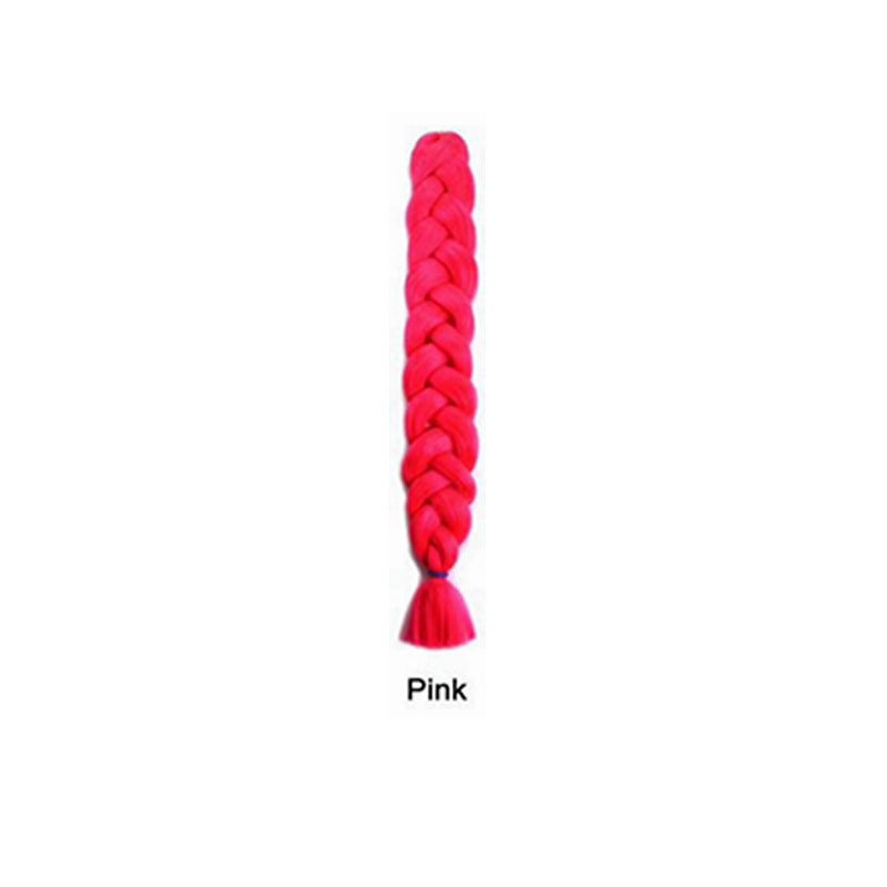 African Box Braids in vivid pink synthetic fiber, shown as one thick woven braid with a loose tapered end