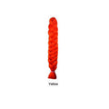 African Box Braids synthetic hair extension in vivid red, formed into a long, thick braid with a loose tapered end