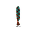 African Box Braids synthetic hair extension in alternating teal and auburn, formed into a thick braid with a loose tassel end