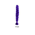 African Box Braids synthetic hair extension in vivid purple, with a thick woven braid and loose tassel end