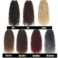 African Braids crochet hair extensions in black, brown, blonde, burgundy and grey, with long textured curly strands