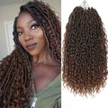 African Braids wig with long dark brown locs, textured synthetic strands, and loose curly ends shown worn and as a hairpiece