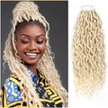 African Braids wig in platinum blonde synthetic fiber, featuring long textured locs with loose, wavy curls