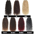 African Braids synthetic curly hair extension strands in black, brown, blonde, burgundy and gray color blends