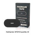 Anti Snoring Mouth Tape in black cotton with a central breathing slit, shown with a premium box of 30 strips
