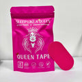 Anti Snoring Mouth Tape in bright pink cotton with a smooth oval strip beside matching queen-themed resealable packaging