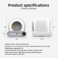 Automatic Pet Litter Box in white ABS plastic, with a rounded enclosed drum, front control panel, and dimension specifications