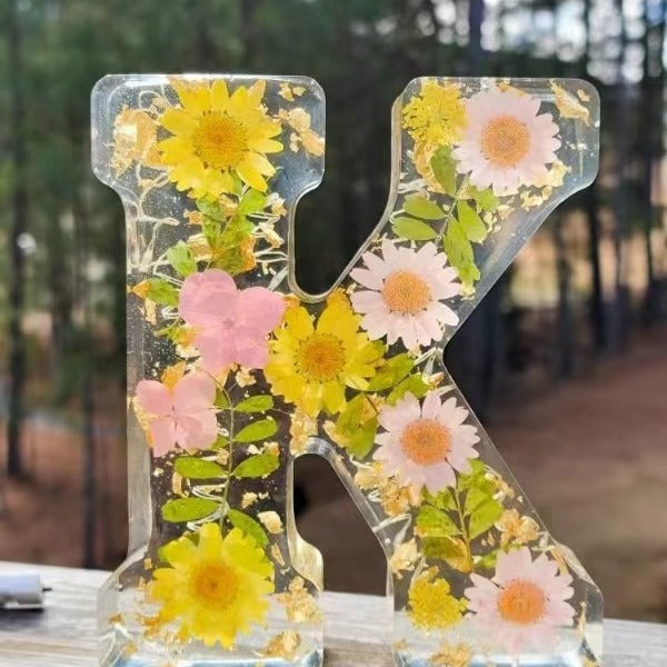 Floral Resin Alphabet Night Light