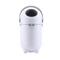 Baby Deodorant Diaper Disposal Pail, white plastic with a rounded body, gray arched handle and open circular top