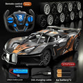 Bugatti Style kids remote control car in black, silver and orange, with a sporty racing design and matching controller