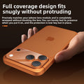 Camera lens protective film in orange-toned tempered glass, covering the iPhone camera module with a slim, flush fit