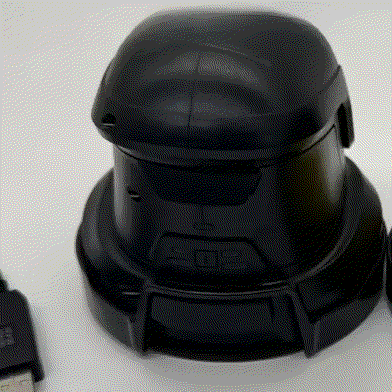 Car Window Ice electric scraper in black ABS plastic, with a rounded cordless housing and broad scraping base