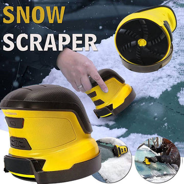 Car Window Ice scraper in yellow and black ABS plastic with a compact electric design and rotating brush head