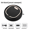 Clean Intelligent Sweeping robot in black ABS with a rounded body, rose-gold trim, side vents and cleaning accessories