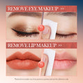 Cleaning face dissolving make-up demonstration with close-up before-and-after comparisons of eye and lip makeup removal using a white pad