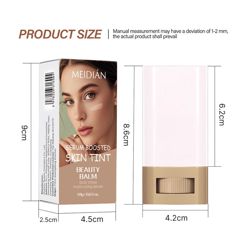 Concealer Foundation Liquid Stick in a pale pink rectangular case with a gold-toned base and matching product box.