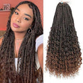 Curly Three-Strand Braids in dark brown synthetic fiber, shown worn long with defined braids and loose curled ends.