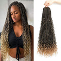 Curly Three-Strand Braids in dark synthetic fiber with fine woven plaits and loose, curly ends fading to blonde