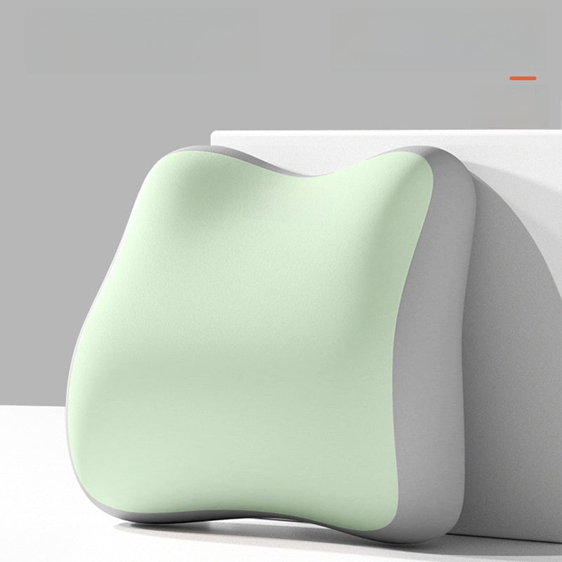 Cushion to prevent buttock pain in pale mint green and gray, with a smooth cover and contoured ergonomic shape