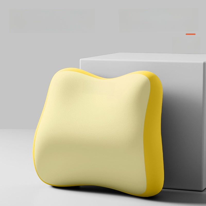 Cushion to prevent buttock pain in pale yellow memory foam with a bright yellow contoured edge and solid color design