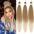 Dirty Braids Fluffy Wig in blonde synthetic fiber, shown as long thick braids and three sleek ombre hair bundles