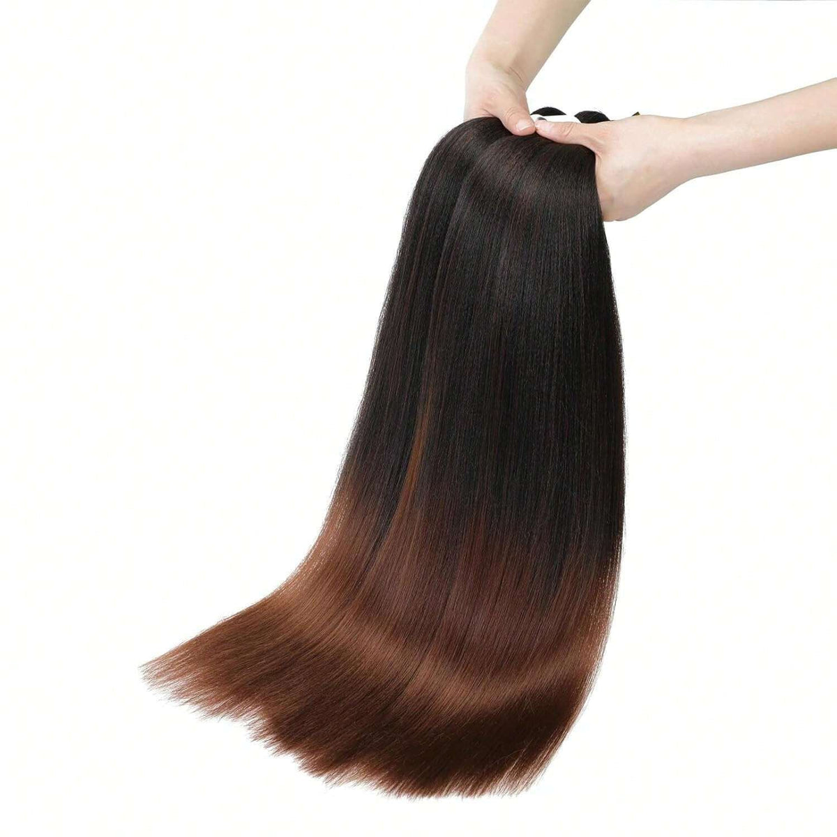 Dirty Braids Fluffy Wig in dark brown synthetic fiber with a smooth, straight texture and subtly tapered ends