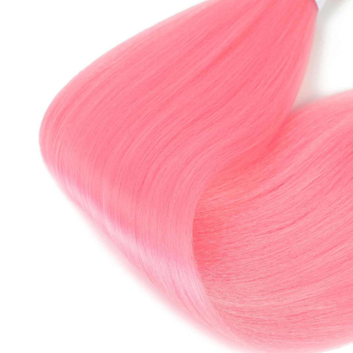 Dirty Braids Fluffy Wig in bright pink synthetic hair, shown as a smooth, soft bundle with long flowing strands