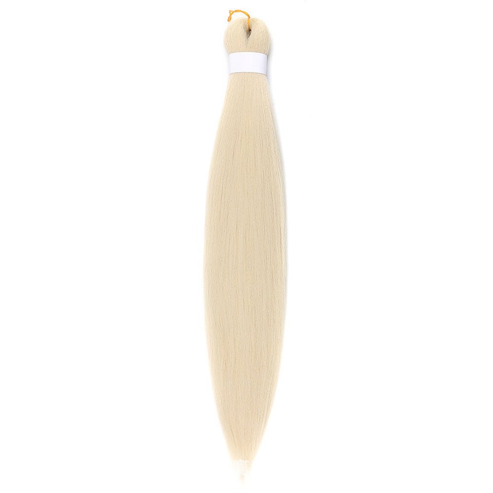 Dirty Braids Fluffy Wig shown as a long, straight platinum-blonde synthetic hair bundle with a smooth texture.